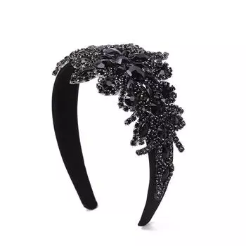 Винтажная Роскошная Мода Вечеринка Стразы Цветок Повязка на Голову Ободок Женские Красивые Аксессуары для Волос