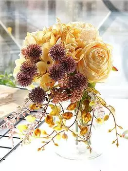 Винтажная Роза Гортензия Шелковые Цветы Свадебные Букеты Искусственная Гортензия Букет Роз Цветочные Композиции для Стола Домашний Сад Декор Партии красный