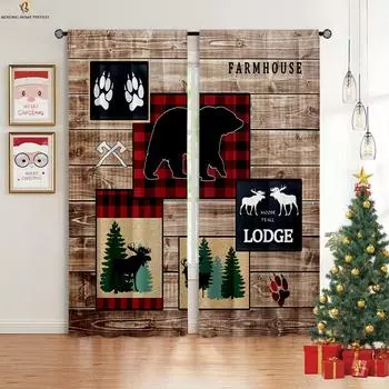 Винтажная Рождественская елка Снеговик 3D Печать занавеска полиэфирное волокно рождественский праздник украшение занавеска 2 шт. W50xH130(CM)x2PCS&Grommet Top