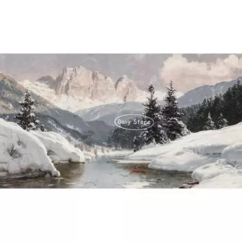 Винтажная Рождественская елка Зимний снежный пейзаж Постеры Принты Холст Картина Праздничное Рождественское Настенное искусство Картина для комнаты Домашний декор 21cm30cm NoFrame