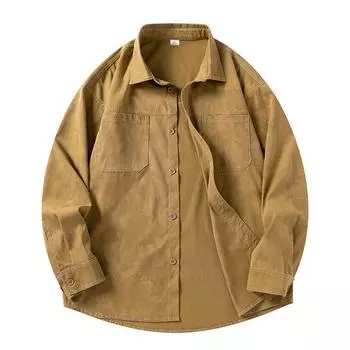 Винтажная рубашка с длинным рукавом, мужская осенняя рубашка-карго, куртка с длинным рукавом, повседневная рабочая рубашка, тонкое пальто Harajuku, мужская одежда M