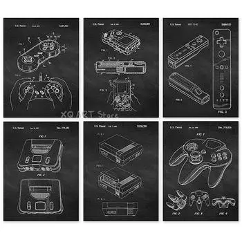 Винтажная ручка для игры Патентный постер Печать Художественное произведение Настенное искусство Постеры Домашнее украшение Чертеж Картина на холсте Безрамный декор Подарок 21x30cm No Framed