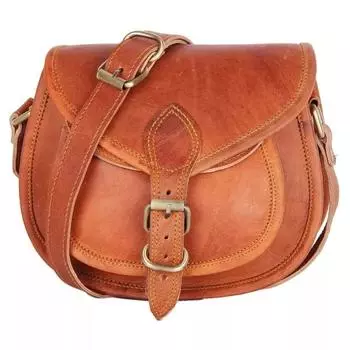 Винтажная седельная сумка через плечо из козьей кожи, коричневая сумка через плечо ручной работы. 9 x 7 x 3 in коричневый