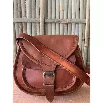 Винтажная седельная сумка через плечо из кожи, сумка-мессенджер ручной работы коричневого цвета. 9 x 7 x 3 in коричневый