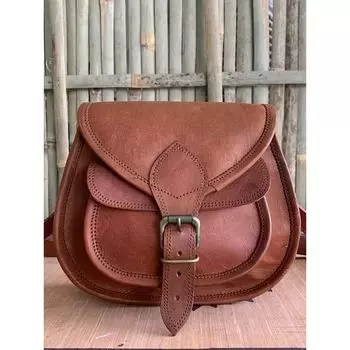 Винтажная седельная сумка через плечо из кожи, сумка-мессенджер ручной работы коричневого цвета. 9 x 7 x 3 in коричневый