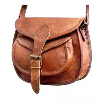 Винтажная седельная сумка из натуральной козы, кожаная сумка через плечо, коричневая сумка через плечо 7 x 9 x 3 in коричневый