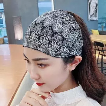 Винтажная сетчатая повязка на голову с мытьем лица, нескользящая, широкая, корейская, с листьями, кружевная повязка на голову, женская повязка для волос фиолетовый