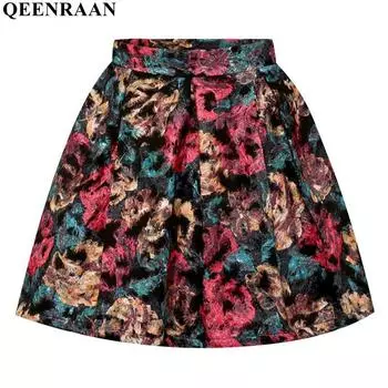 Винтажная шерстяная юбка с высокой талией и цветком, женская плиссированная мини-юбка Jupe Femme, юбки-пачки Faldas Mujer