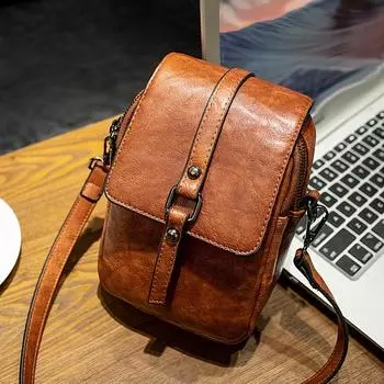 Винтажная шикарная сумка через плечо для женщин - стильный кошелек для монет, легкая однотонная сумочка для работы, повседневной жизни и путешествий коричневый