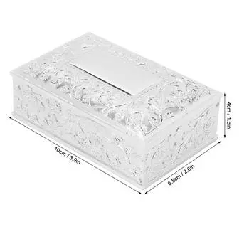 Винтажная шкатулка для драгоценностей, резная, элегантная, из прочного цинкового сплава, мягкая бархатная подкладка, коробка для хранения безделушек серебряный