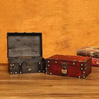 Винтажная шкатулка для драгоценностей с кодовым замком, деревянный браслет, заколка для волос, брелок для женщин 3 красный