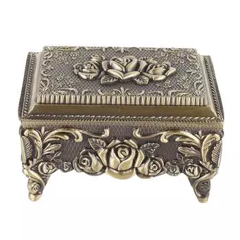 Винтажная шкатулка для хранения ювелирных изделий из сплава, декоративная шкатулка для украшений большой емкости для сережек, колец, бронзы бронзовый