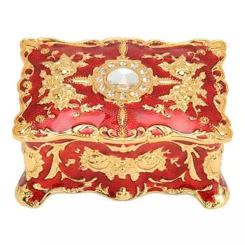 Винтажная шкатулка для украшений Мини европейский стиль антикварная шкатулка для украшений металл эмалированное кольцо ожерелье серьги синий