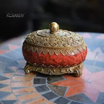 Винтажная шкатулка для украшений с крышкой, большой емкости, пылезащитная, элегантный декоративный органайзер, овальная шкатулка для безделушек красный