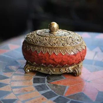 Винтажная шкатулка для украшений Yousheng с крышкой, большая емкость, пылезащитная, кольца, ожерелья, элегантный декоративный органайзер, овальная шкатулка для безделушек красный