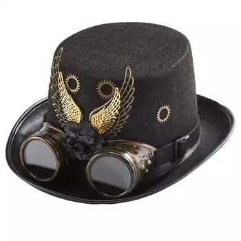 Винтажная шляпа в стиле хеви-метал, обеденная шляпа, цилиндр в стиле стимпанк для мужчин и женщин, аксессуары для очков, ремень для шляпы, мужская ковбойская шляпа, кепка с заклепками, очки, кепка с заклепками M56-58cm