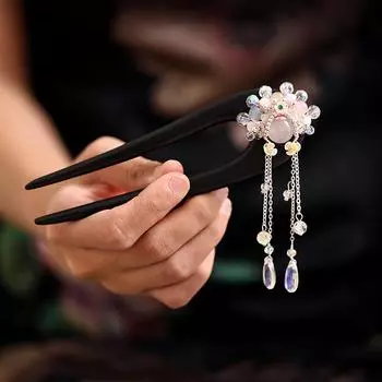 Винтажная шпилька для волос из сандалового дерева: Китайский аксессуар для волос в форме буквы U от Hanfu