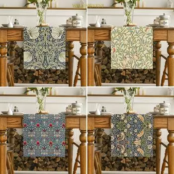 Винтажная скатерть с цветочным принтом для свадьбы, дня рождения, кухни, столовой, украшения, дорожка для стола 33x90cm