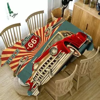 Винтажная скатерть с принтом автомобиля, украшение для домашнего стола, противообрастающие аксессуары, прямоугольная скатерть для журнального столика в ресторане 40x70cm15x27inch