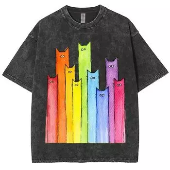 Винтажная снежинка стираная свободная футболка с круглым вырезом цветной узор принт необычный милый удобный расслабленный ретро S