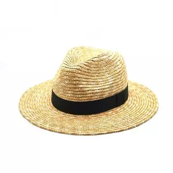 Винтажная соломенная шляпа в британском стиле с черной лентой, шляпа джентльмена, солнцезащитная дышащая солнцезащитная джазовая шляпа One Size