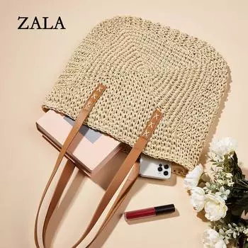 Винтажная соломенная сумка для покупок на плечо, повседневные женские летние пляжные сумки большой вместимости 30x3x42cm хаки