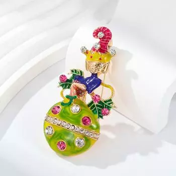 Винтажная средневековая рождественская брошь в виде клоуна, милая забавная зеленая булавка в виде эльфа с ювелирными изделиями