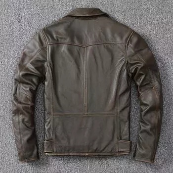 Винтажная старая кожаная куртка, мужская кожаная куртка из коровьей кожи, толстая кожаная куртка с рюшами, мотоциклетная одежда, мотоциклетная одежда S