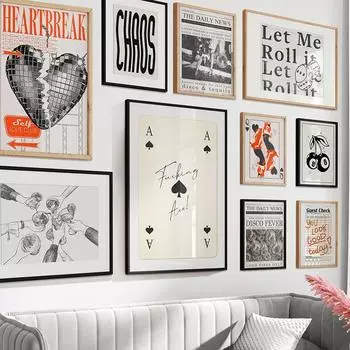 Винтажная старая мода дискотека, бильярд, покер, настенная живопись, холст, живопись, клубный бар, декоративные постеры и принты, настенная картина для спальни A4 21X30cm No Framed