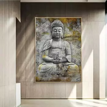 Винтажная статуя Будды, холст, картины на стене, художественные постеры и принты, буддийское декоративное искусство, фотографии, домашний декор, Куадрос 21x30 No Frame
