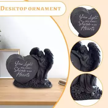 Винтажная статуя молящегося ангела с крестом – смоляное мемориальное кладбищенское украшение, украшение для сада One Size