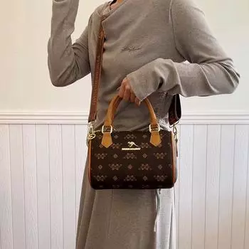 Винтажная стильная сумка через плечо Boston с ретро-узором из искусственной кожи, просторный дизайн, идеально подходит для женщин, которые ходят на работу за покупками, ежедневного использования, сумка через плечо