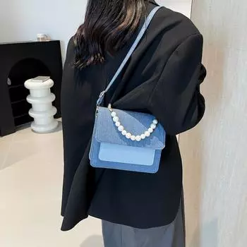 Винтажная сумка 2024 модная жемчужная сумка на работу сумка-мессенджер модный темперамент женская сумка чёрный