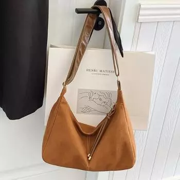 Винтажная сумка большой вместимости Женская модная матовая сумка через плечо Повседневная сумка-тоут Мессенджер коричневый