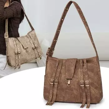 Винтажная сумка большой вместимости женская сумка через плечо сумка для поездок на работу чёрный