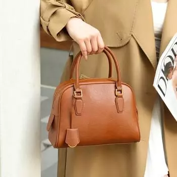 Винтажная сумка-бостон из натуральной кожи с верхним покрытием из коровьей кожи, сумка-подушка через плечо для поездок на работу для женщин