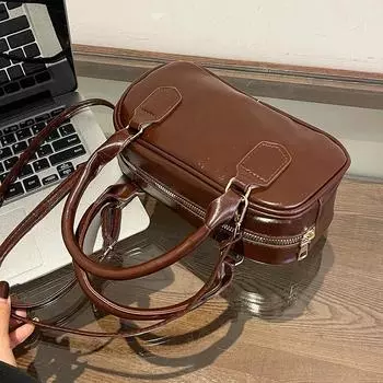 Винтажная сумка через плечо большой емкости 2024 года, осень-зима, новая сумка-мессенджер Boston красный