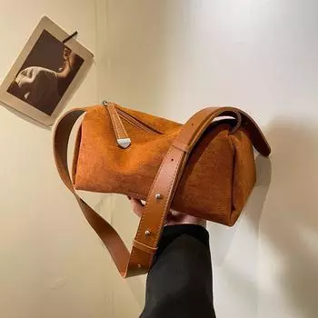 Винтажная сумка через плечо большой емкости, женская новая простая замшевая маленькая квадратная сумка, модная универсальная женская сумка через плечо (20cm<Max Length<30cm)