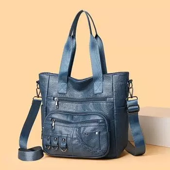 Винтажная сумка через плечо большой емкости из мягкой кожи для женщин коричневый