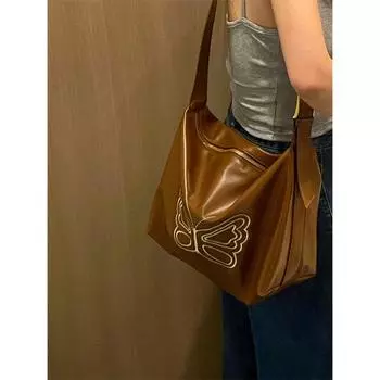 Винтажная сумка через плечо большой емкости, женские сумки через плечо с принтом бабочек, женские сумки-мессенджеры, мягкие сумки из искусственной кожи