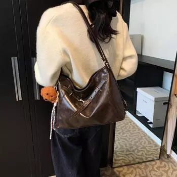 Винтажная сумка через плечо для женщин, легкая, из искусственной кожи, большая вместимость, на молнии, симпатичная, для повседневного использования, для поездок на работу и покупок, сумка