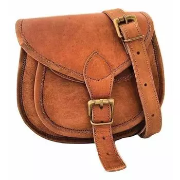 Винтажная сумка через плечо Goat из коричневой кожи, сумка через плечо ручной работы из коричневой кожи 9 x 7 x 3 in коричневый