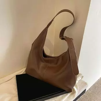 Винтажная сумка через плечо из искусственной кожи большой емкости для женщин, модная мягкая однотонная сумка через плечо, повседневная сумка-тоут для путешественников 35x12x38cm кофейный