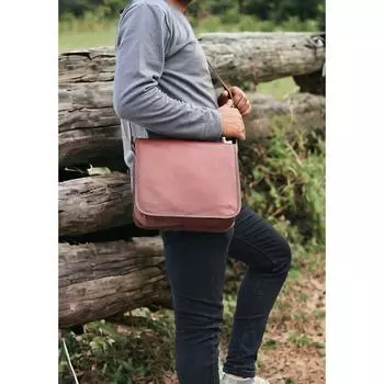 Винтажная сумка через плечо из натуральной кожи из натуральной козьей кожи размером 11 дюймов 11 x 9 x 3 in коричневый