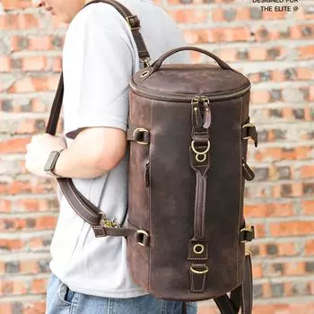 Винтажная сумка через плечо из натуральной кожи Crazy Horse, большая вместимость, мужская дорожная сумка, сумка через плечо из коровьей кожи чёрный