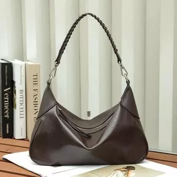 Винтажная сумка через плечо из натуральной кожи, сумка для подмышек шоколадный