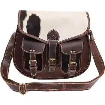 Винтажная сумка через плечо из воловьей кожи для женщин, женская сумка-тоут 13 x 10 x 4 in коричневый