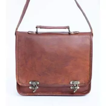 Винтажная сумка через плечо ручной работы из натуральной коричневой козьей кожи 9 x 11 x 3 in коричневый