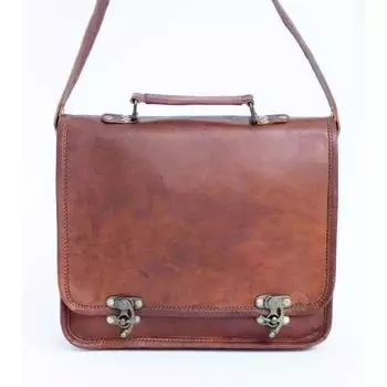 Винтажная сумка через плечо ручной работы из натуральной коричневой козьей кожи 11 x 9 x 3 in коричневый