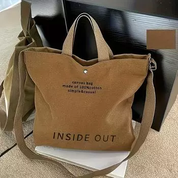 Винтажная сумка через плечо с буквенным принтом, парусиновая сумка в стиле ретро, женская повседневная сумка и сумка для покупок чёрный